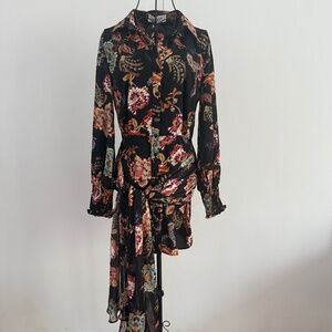 ELLIATT NWT Resort Collection Tie-Waist Asymmetric Floral Dress